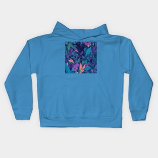 Summer Floral Bohemian Botanical Pattern And Colorful Leaves Kids Hoodie